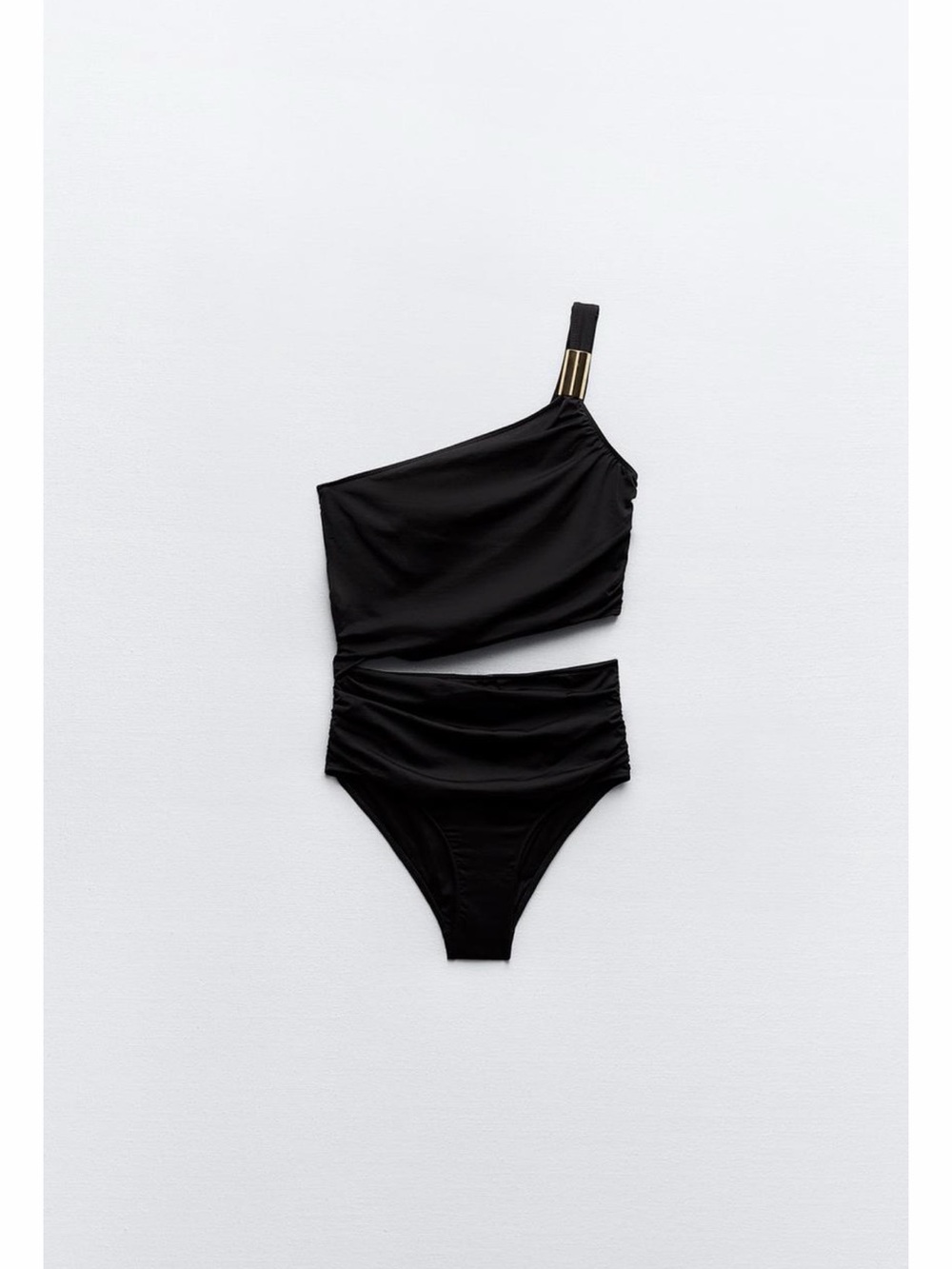 Zara Black One-Shoulder Cutout One-Piece Swimsuit